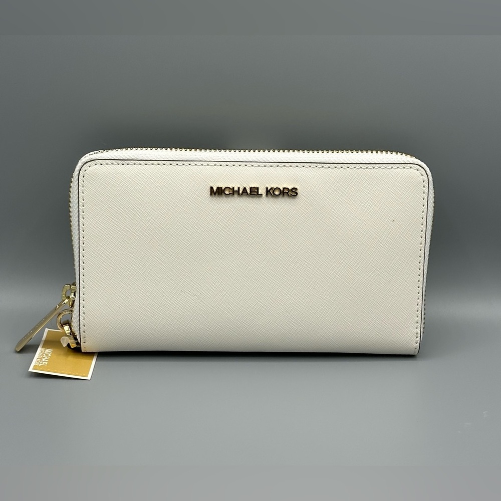 MICHAEL KORS MD ZA PHONE HOLDER WALLET-Optic White